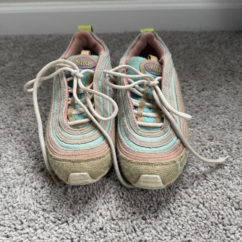 Nike Air Max 97 Se Sun Club Blue White Pink Tan Youth Size 3.5